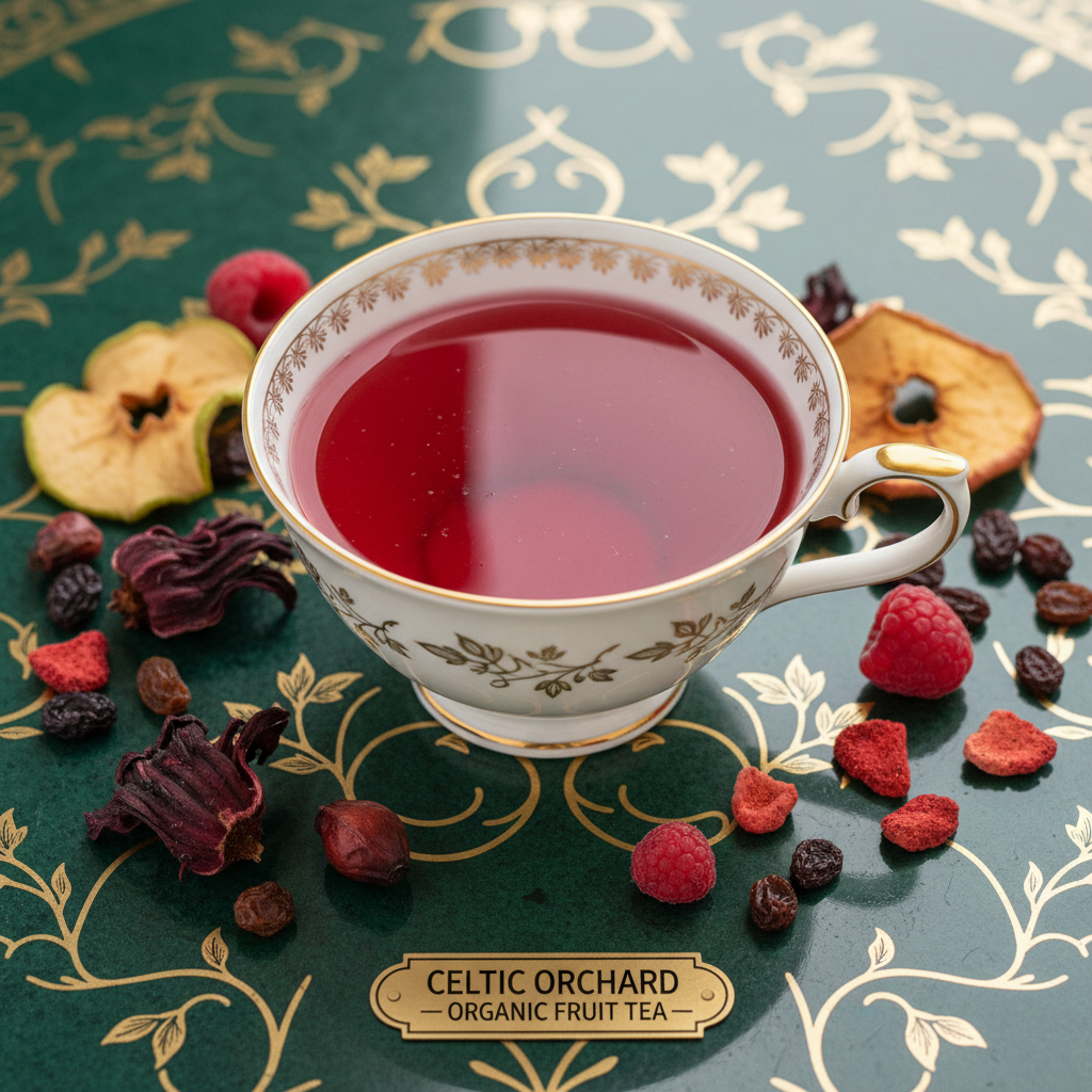 make a cup of tea from Apple*, Hibiscus*, rosehip shells*, raisins*, strawberry pieces*, raspberries*.
