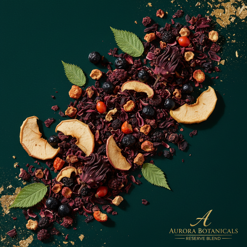 tea of pple*, hibiscus*, elderberries*, rosehip*, blackberry pomace*, sweet blackberry leaves